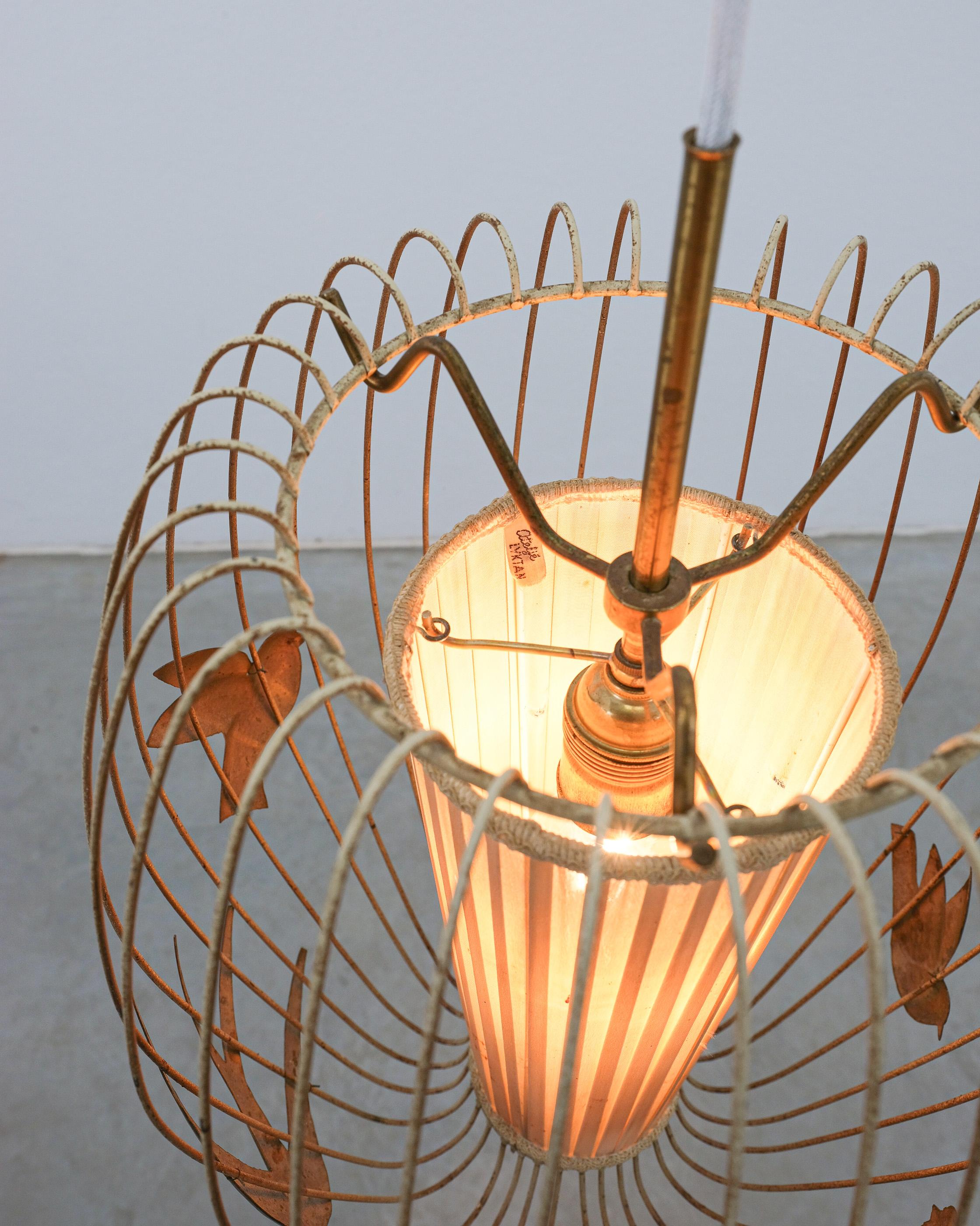 Lampada da soffitto a gabbia per uccelli Hans Bergström Metallo laccato, Hans Brass, 1940 In condizioni buone in vendita a Vienna, AT