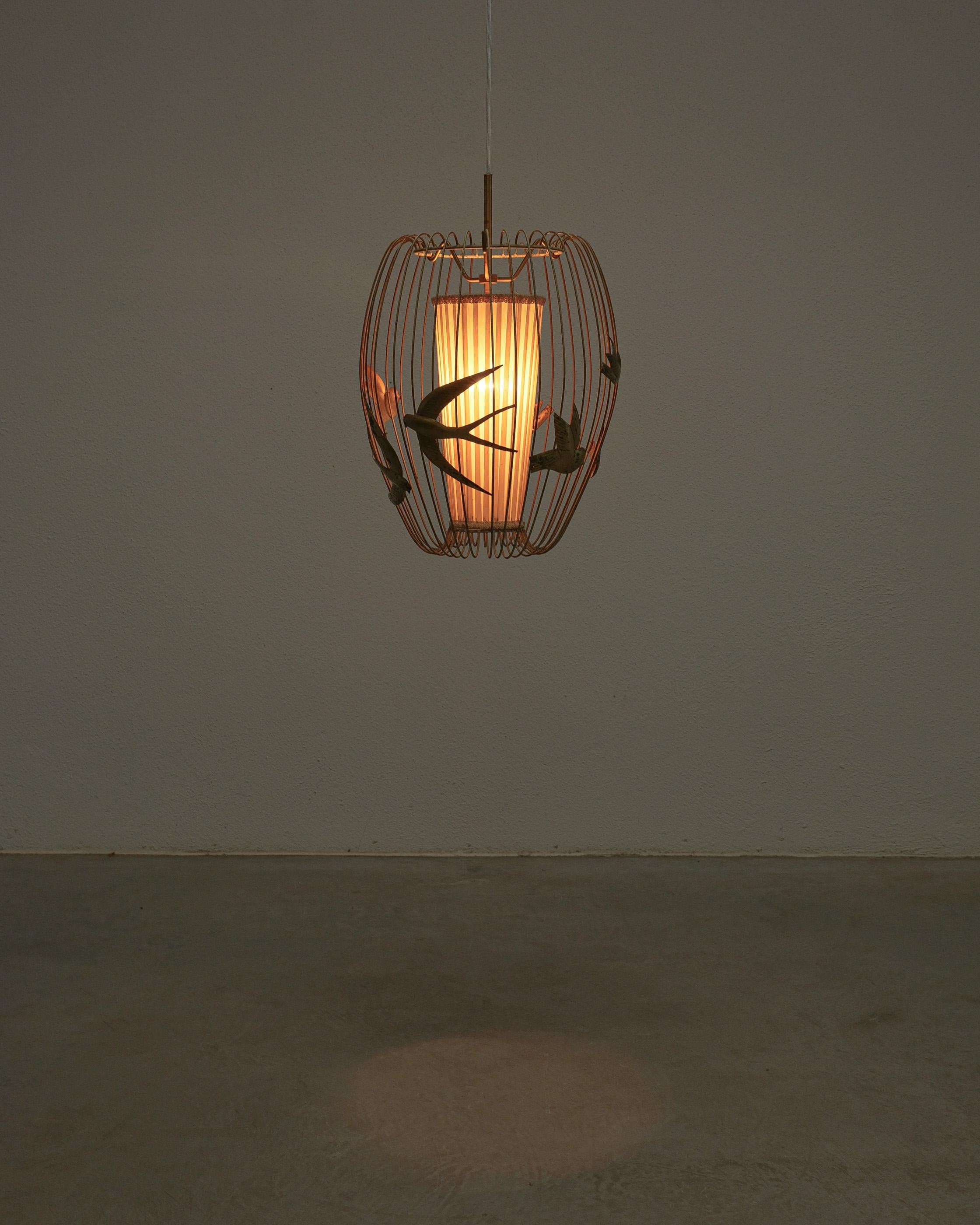 Lampada da soffitto a gabbia per uccelli Hans Bergström Metallo laccato, Hans Brass, 1940 in vendita 1