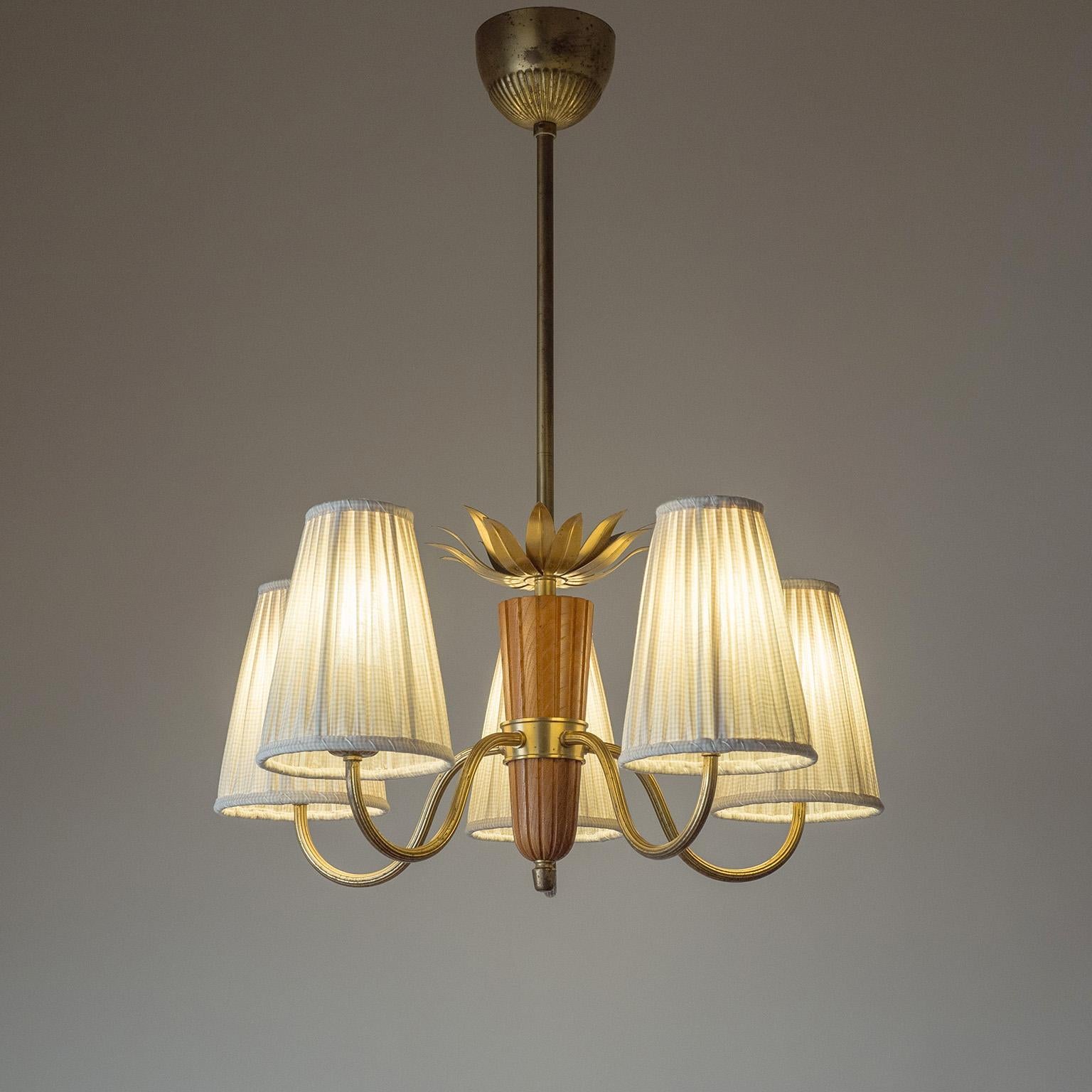 Lámpara de latón y madera Hans Bergström, circa 1950 en Bueno estado para la venta en Vienna, AT