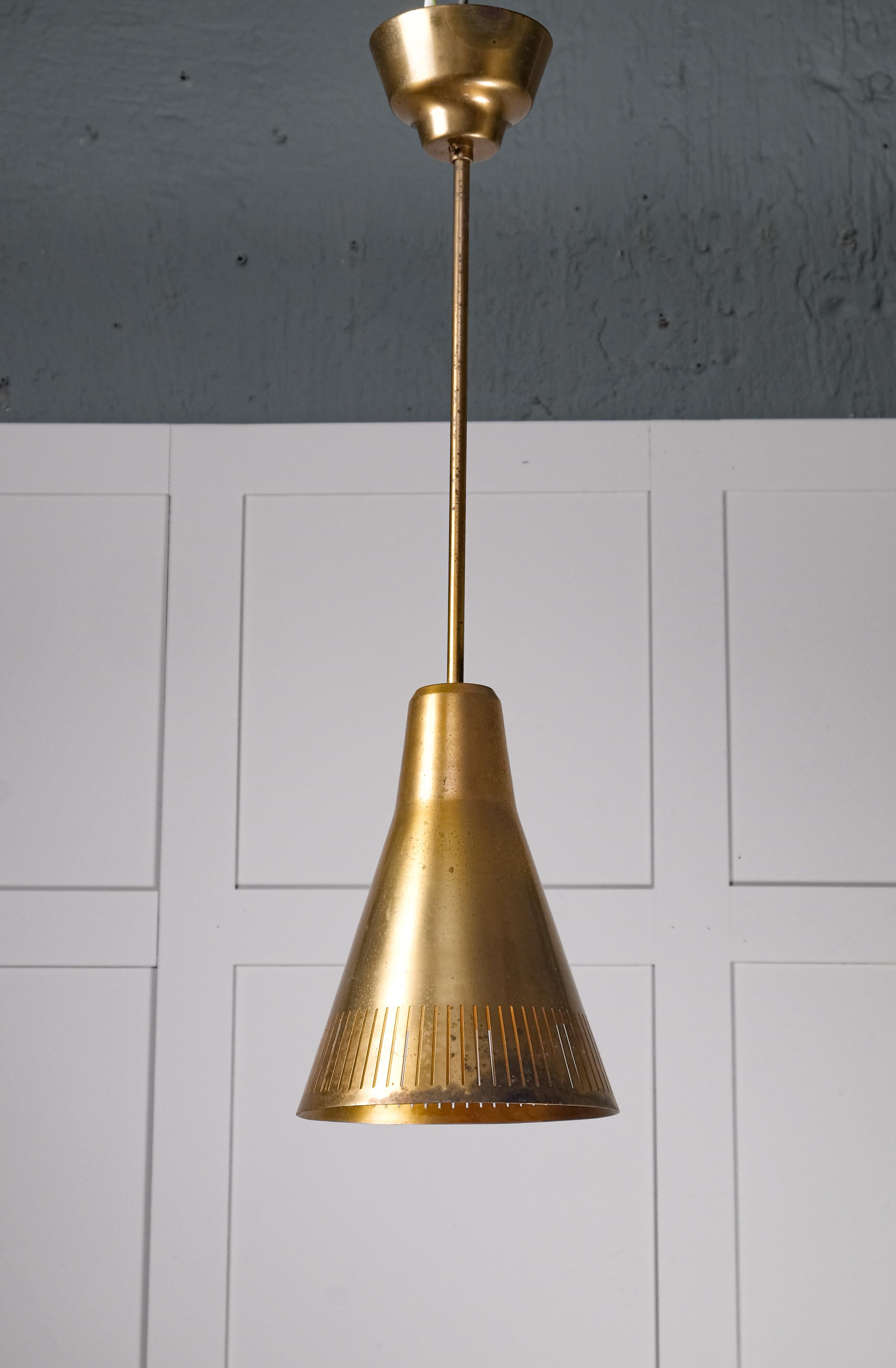 Scandinavian Modern Hans Bergström Brass Ceiling Lamp, Sweden, 1950s For Sale