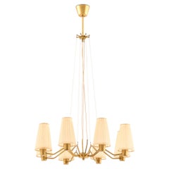 Hans Bergström Brass & Fabric Ceiling Lamp by ASEA, 1950s