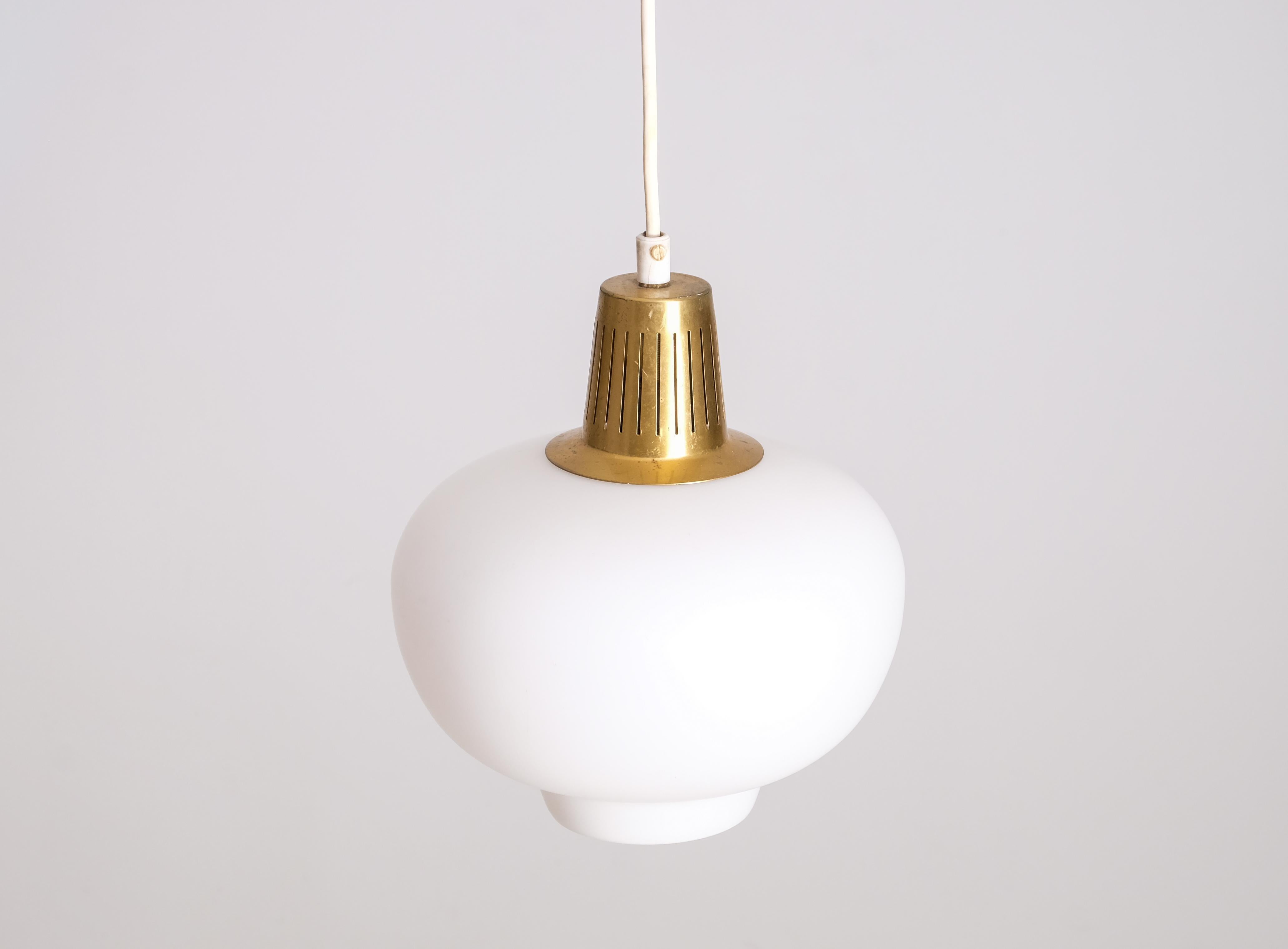 Mid-20th Century Hans Bergström Brass & Glass Ceiling Lamp, 1950s For Sale