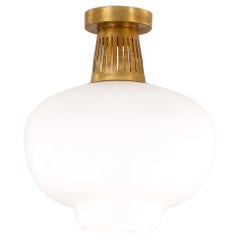 Hans Bergström Brass & Glass Ceiling Lamp, 1950s
