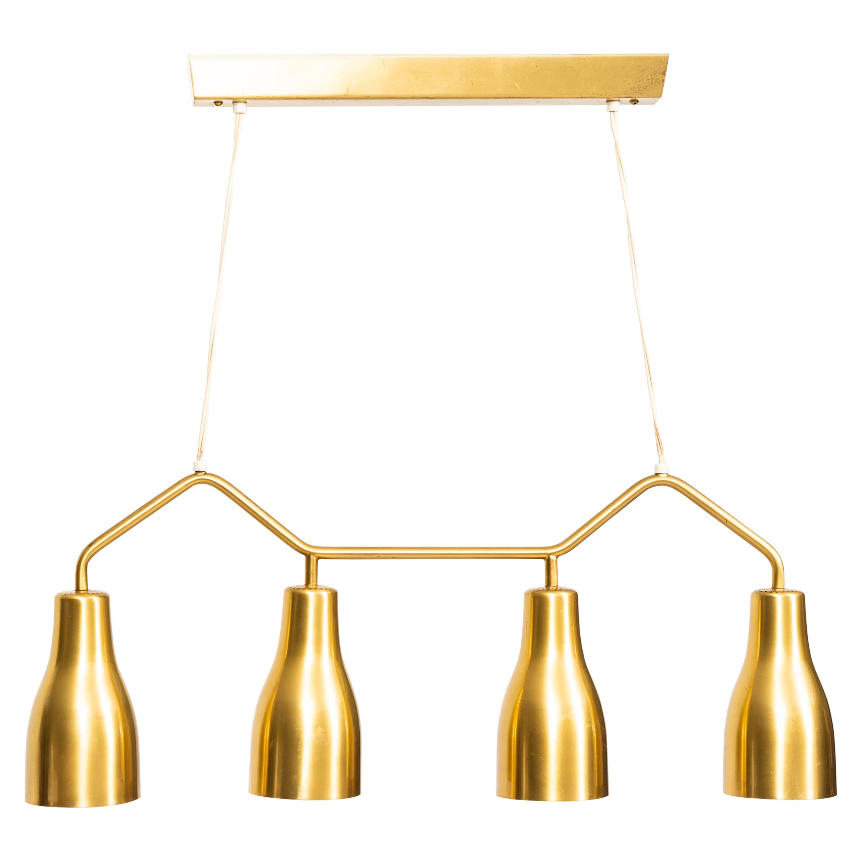Hans Bergström Ceiling Lamp in Brass by Ateljé Lyktan in Åhus, Sweden