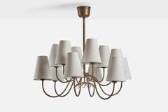 Hans Bergström, Chandelier, Brass, Fabric, Sweden, 1940s