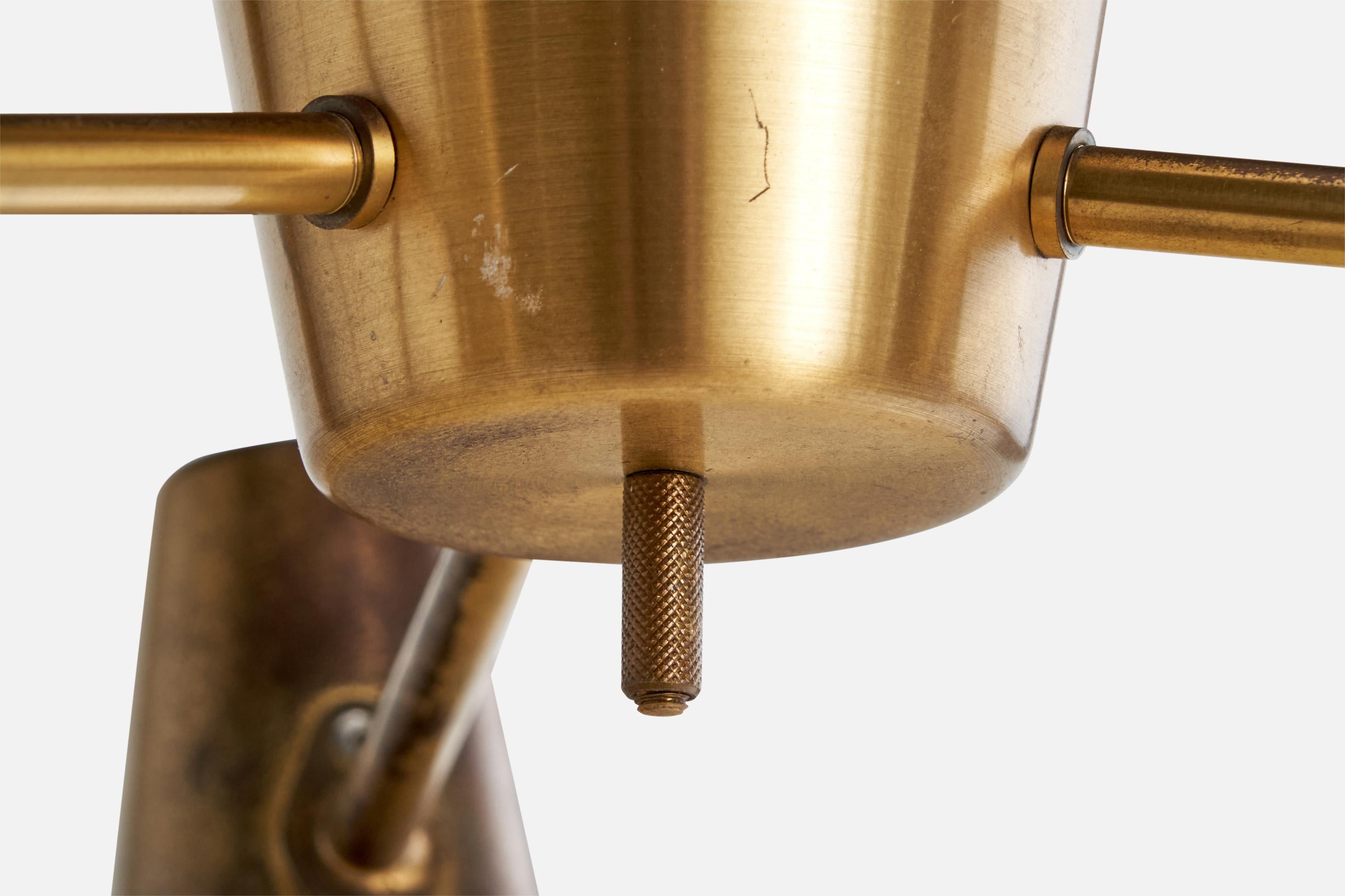 Mid-20th Century Hans Bergström, Chandelier, Brass, Glass, Sweden, 1950s For Sale