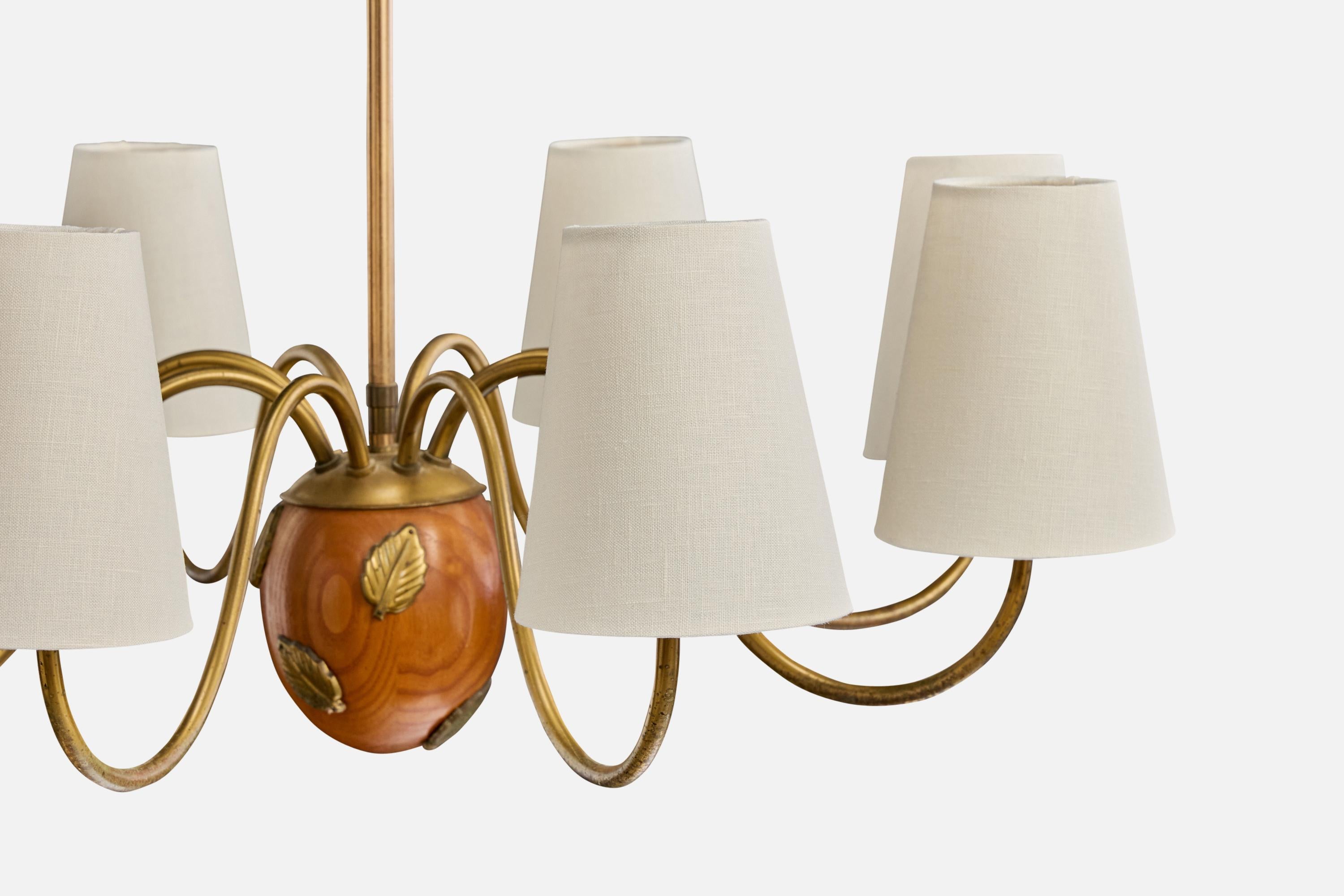 Hans Bergström, Araña, Latón, Roble, Tela, Suecia, Década de 1940 mediados del siglo XX en venta