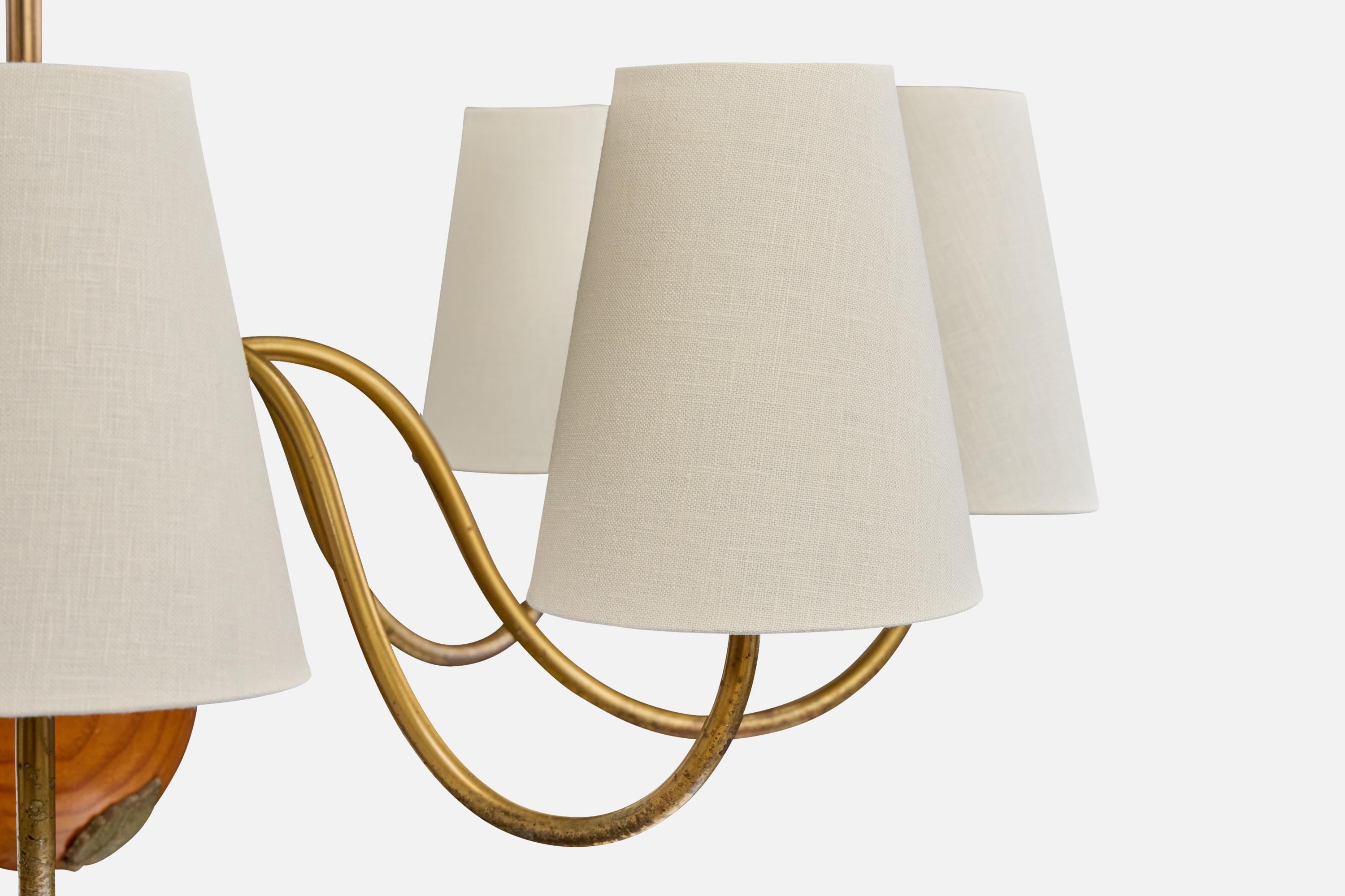 Hans Bergström, Araña, Latón, Roble, Tela, Suecia, Década de 1940 en venta 1