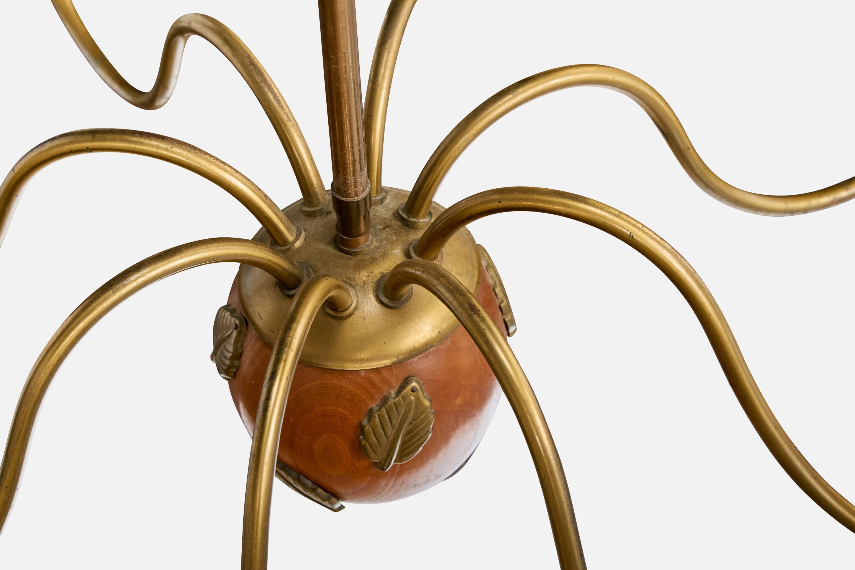 Hans Bergström, Araña, Latón, Roble, Tela, Suecia, Década de 1940 en venta 3