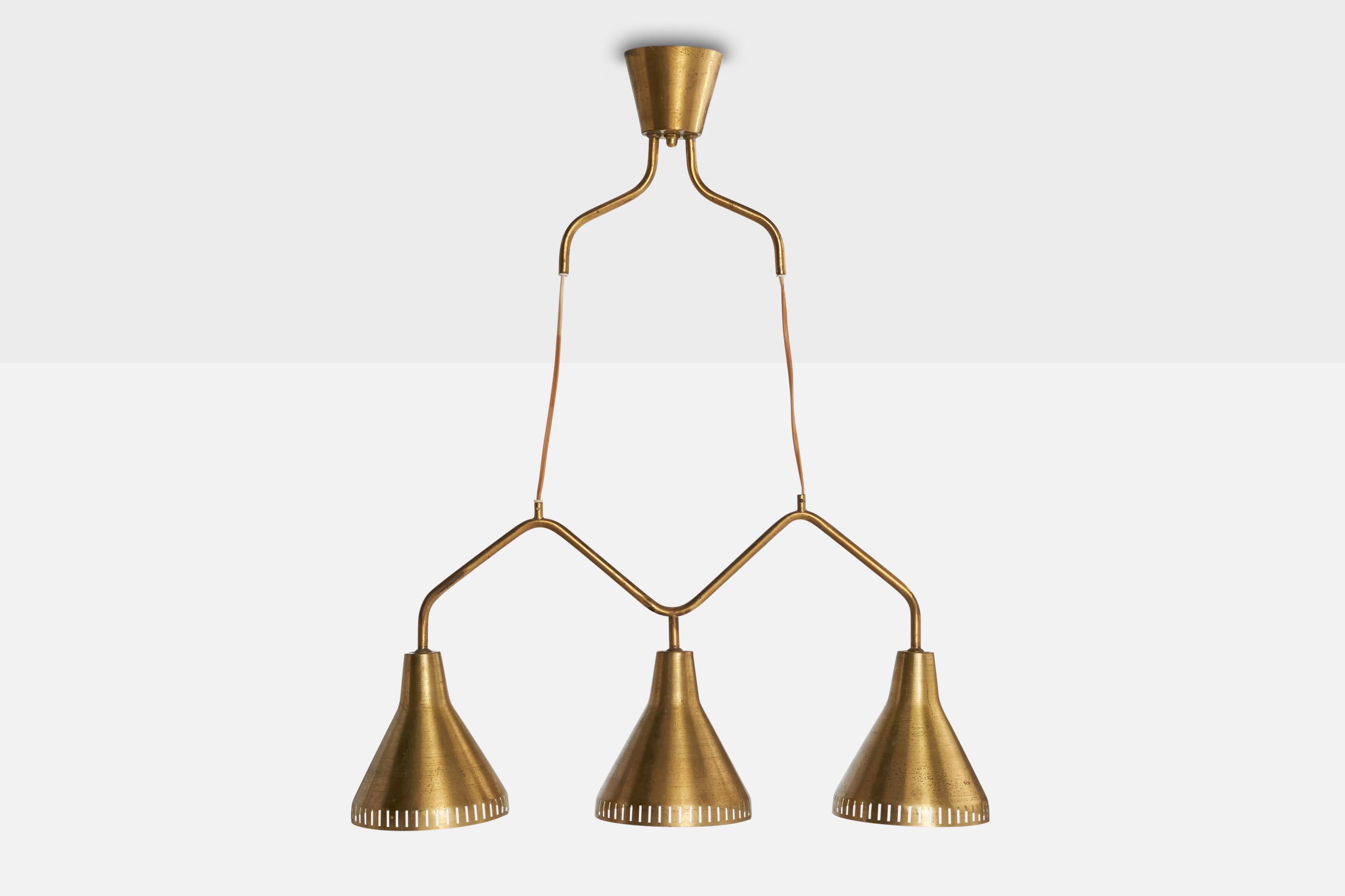 Scandinavian Modern Hans Bergström, Chandelier, Brass, Sweden, 1950s For Sale