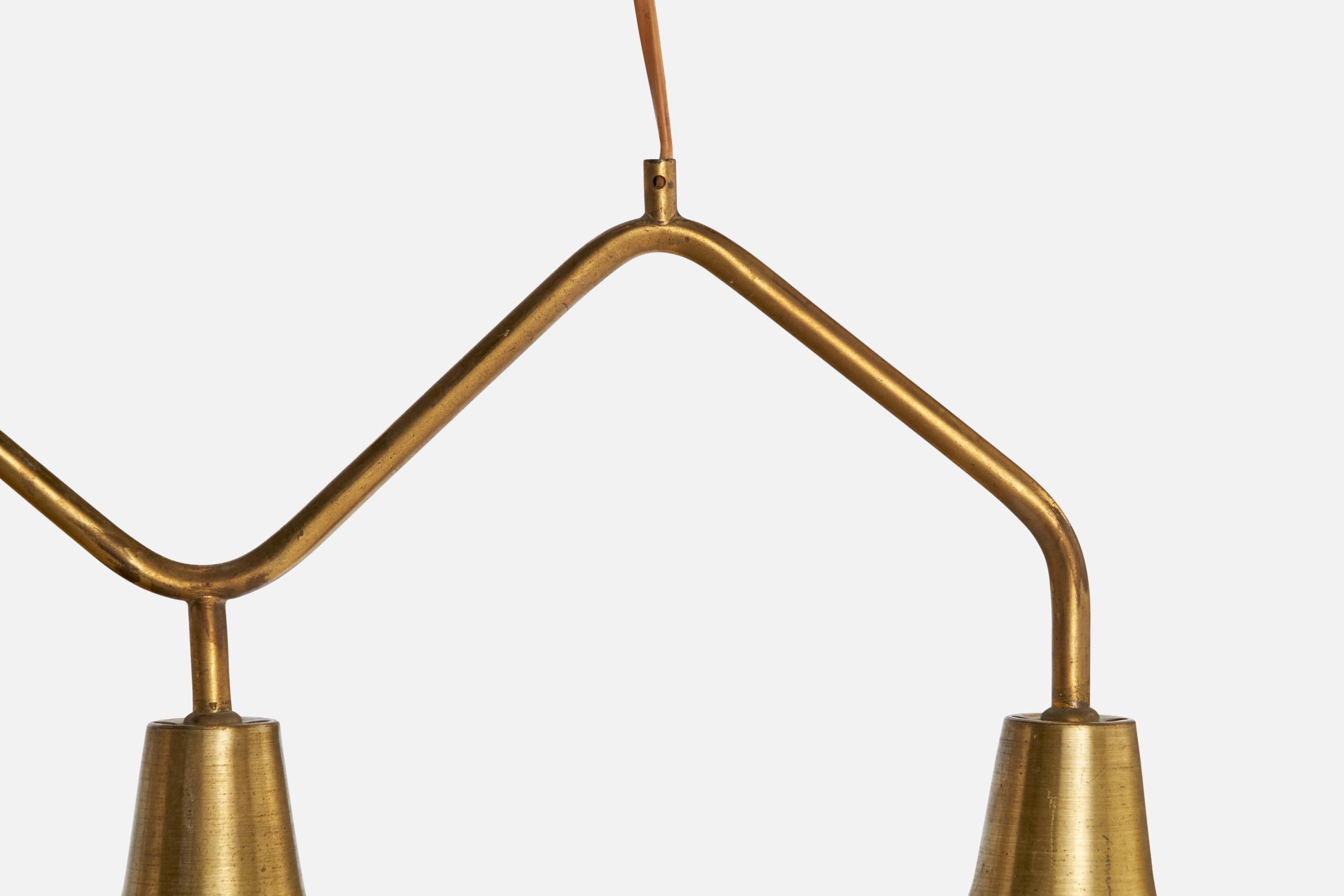 Hans Bergström, Chandelier, Brass, Sweden, 1950s For Sale 1