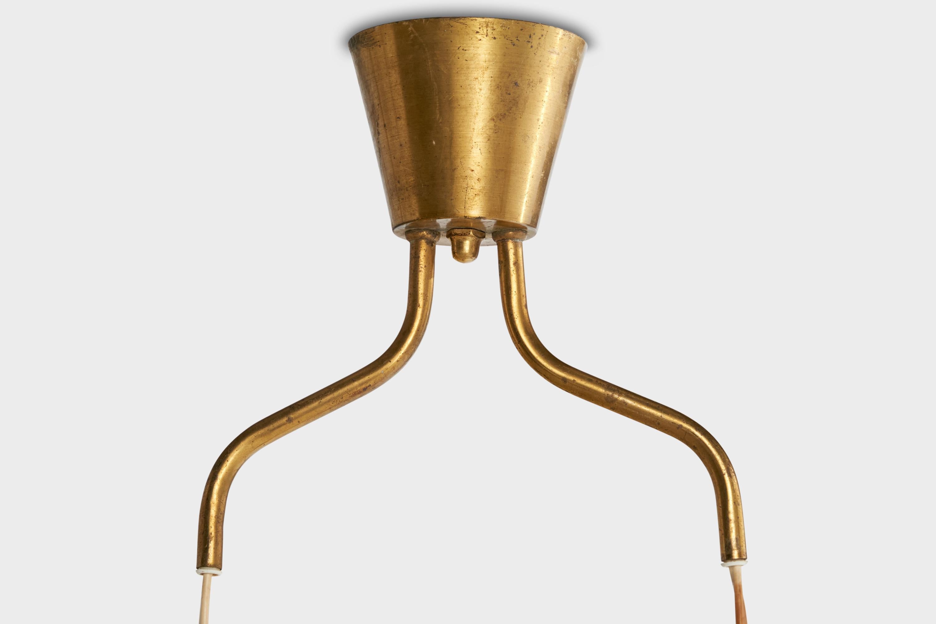 Hans Bergström, Chandelier, Brass, Sweden, 1950s For Sale 2