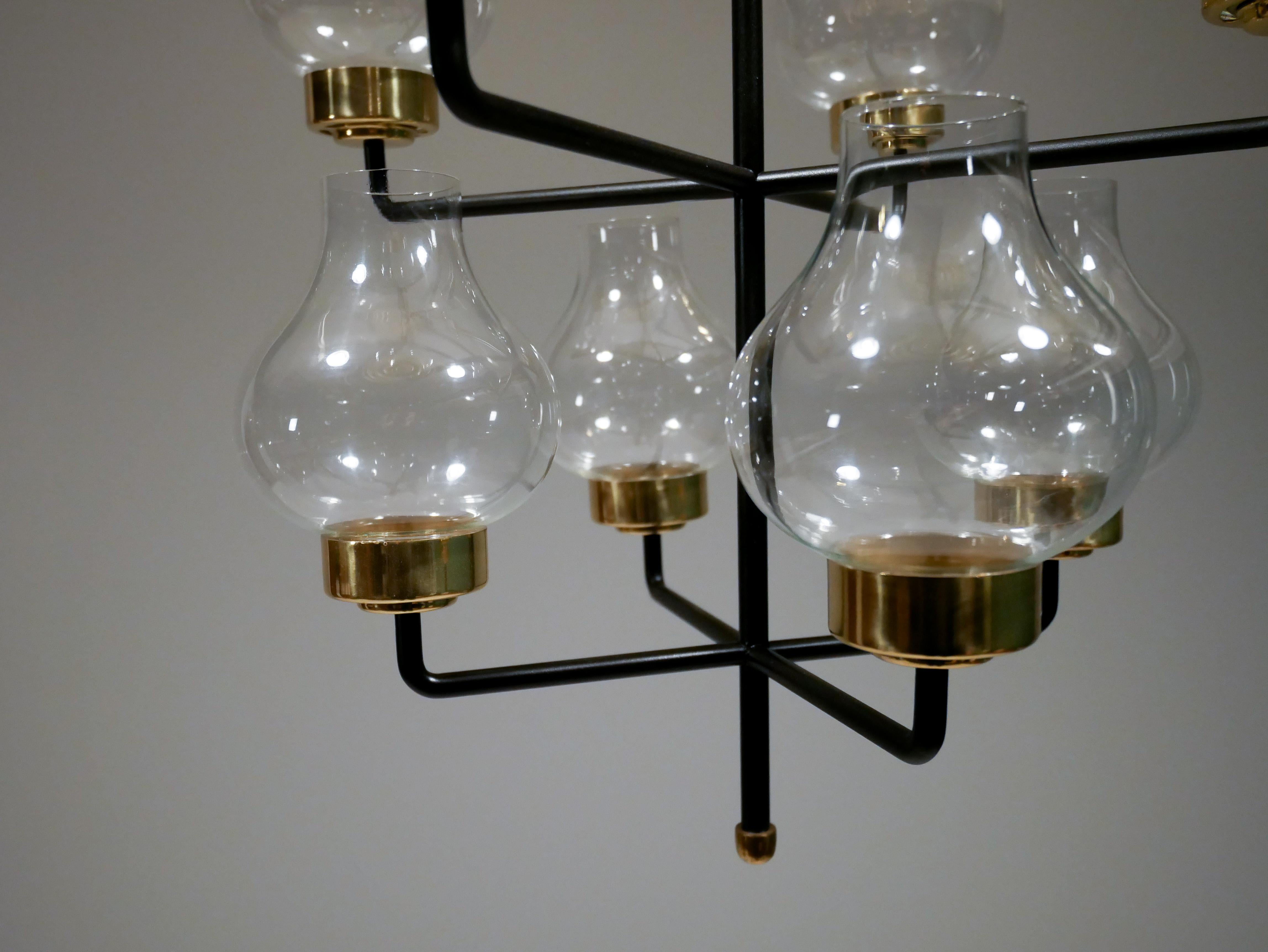 Swedish Hans Bergström Chandelier for Atalje Lyktan Åhus Sweden, circa 1960 For Sale