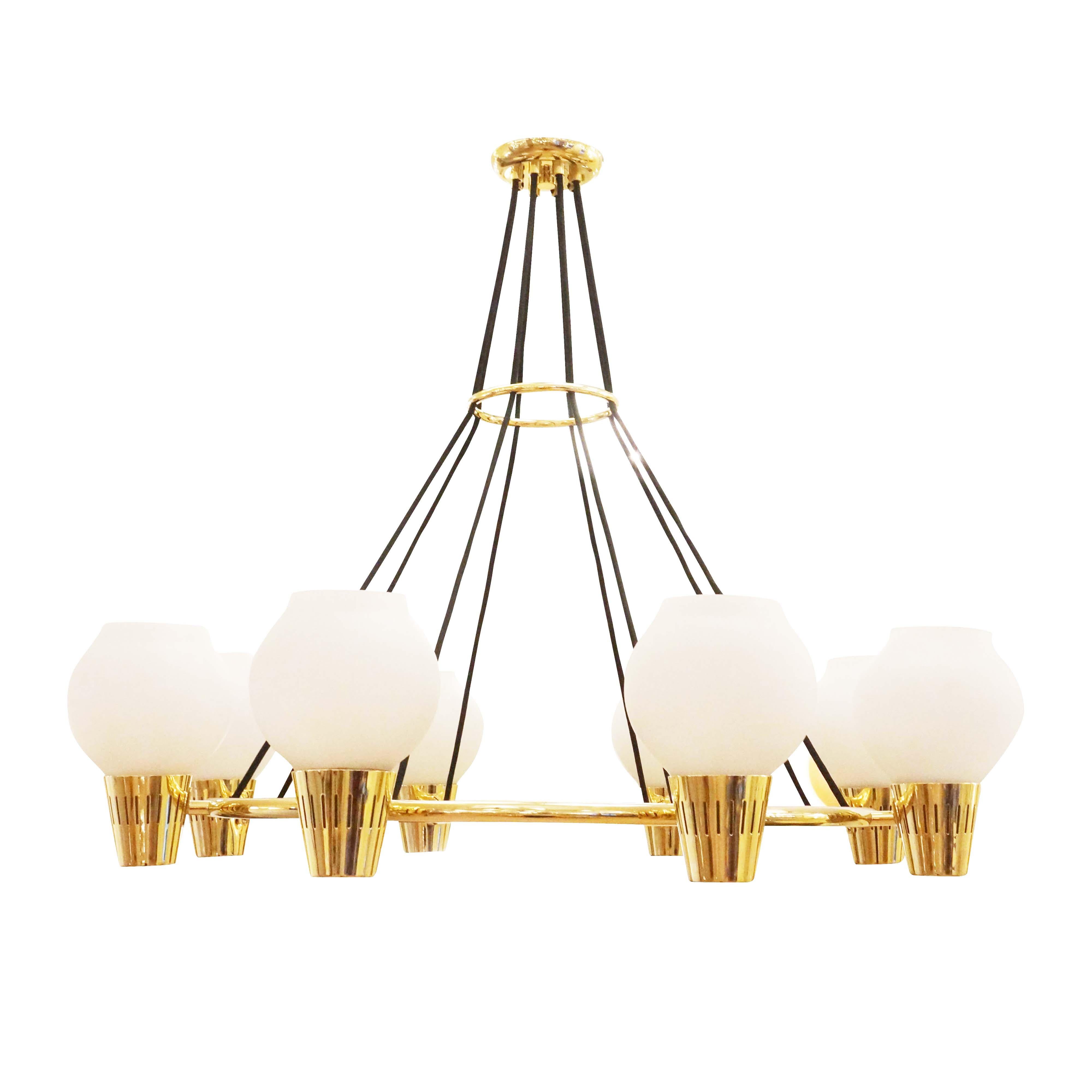 Hans Bergstrom Chandelier for Ystad, Sweden, 1940s In Good Condition For Sale In New York, NY