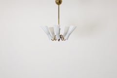 Lámpara de cristal estriado y latón de delicada influencia de Gio Ponti Hans Bergstrom