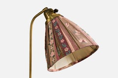 Hans Bergström, lampadaire, laiton, orme, tissu, Suède, années 1950
