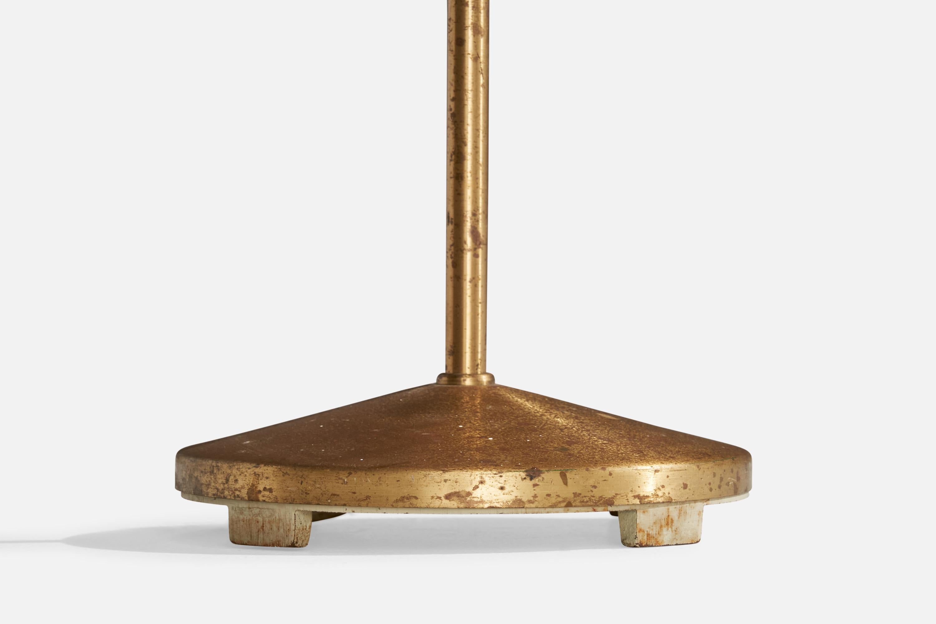 Hans Bergström. Lampadaire, laiton, tissu, Suède, années 1940 en vente 1