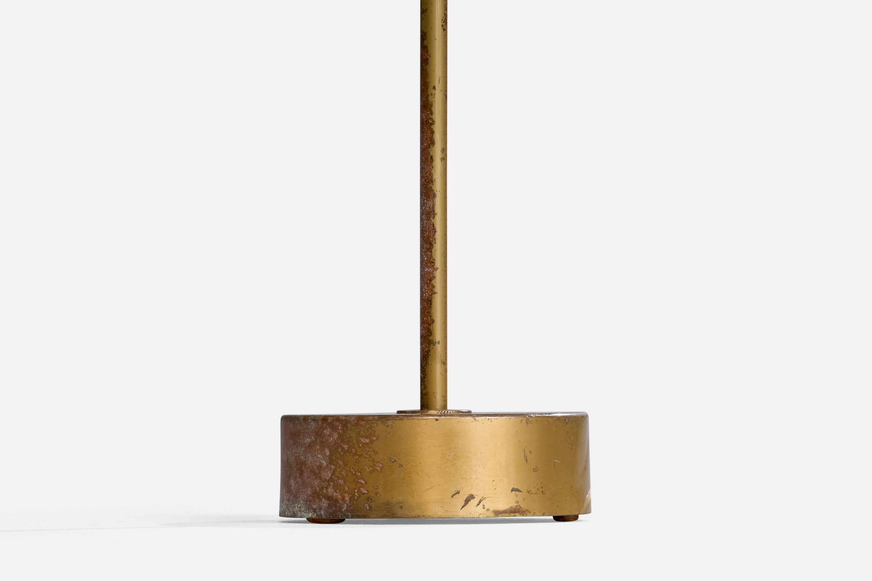 Hans Bergström, lampadaire, laiton, tissu, Suède, années 1940 en vente 1