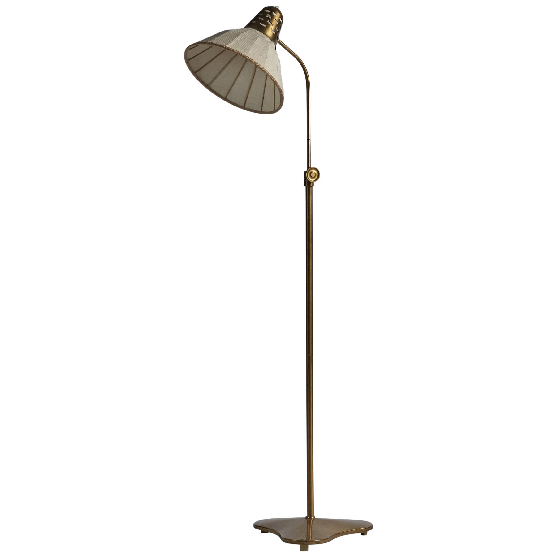 Hans Bergström, lampadaire, laiton, tissu, Suède, années 1940
