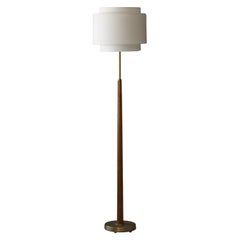 Hans Bergström, Floor Lamp, Fluted Teak, Brass, Ateljé Lyktan, Sweden, 1940s