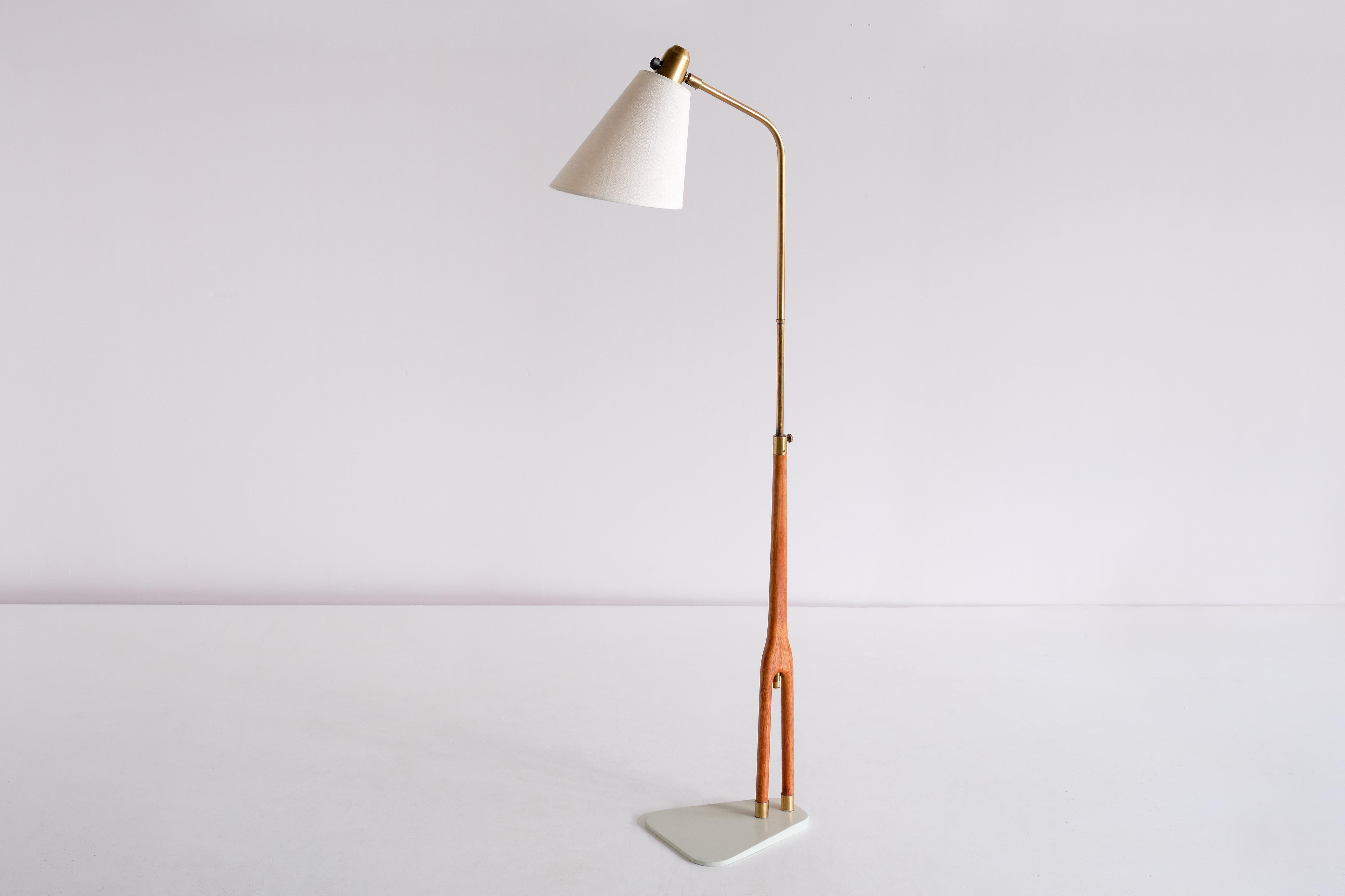 Hans Bergström Floor Lamp in Teak and Brass, ASEA, Sweden, 1950s For Sale 6