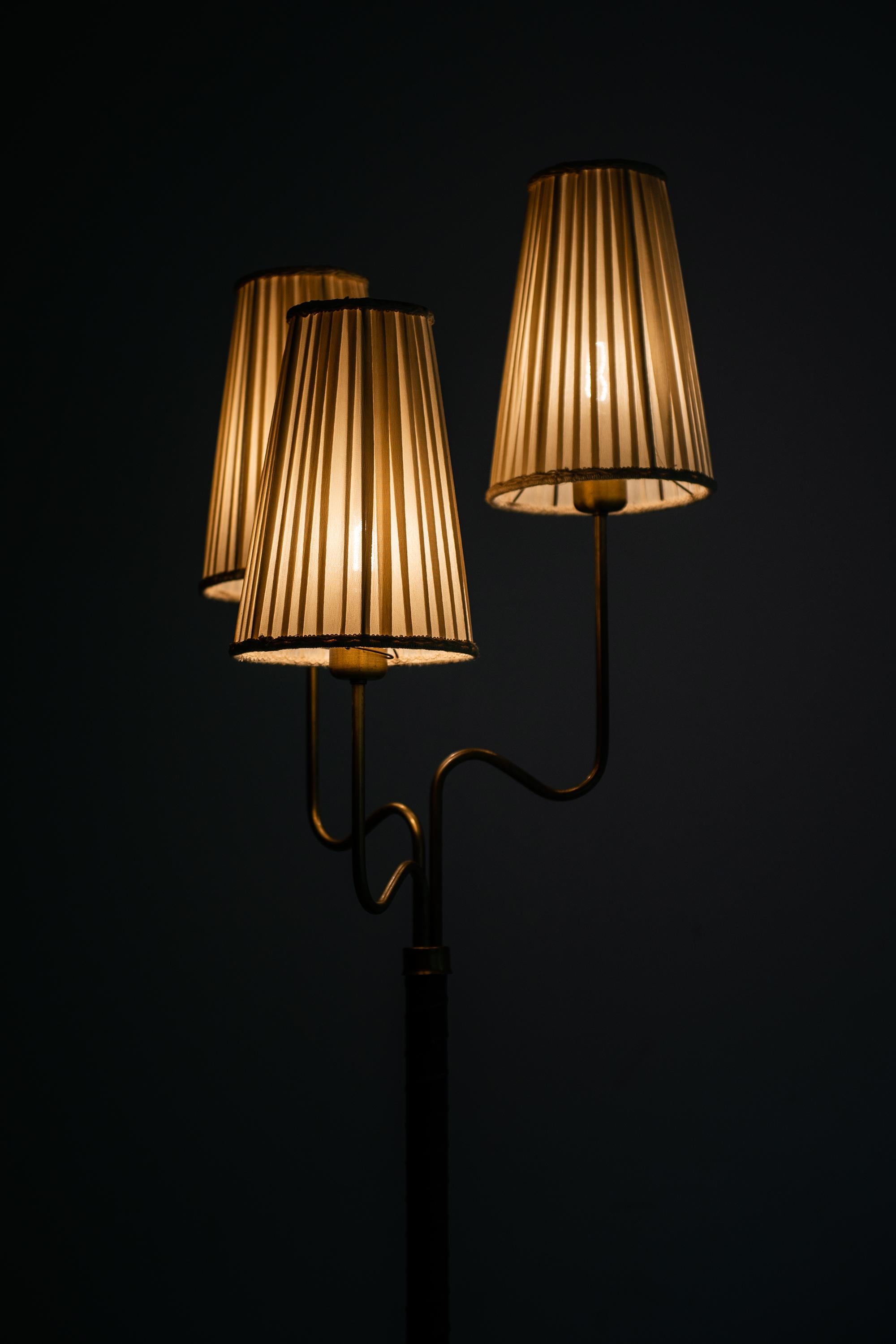 Brass Hans Bergström Floor Lamp with 3 Arms Produced by ASEA in Sweden