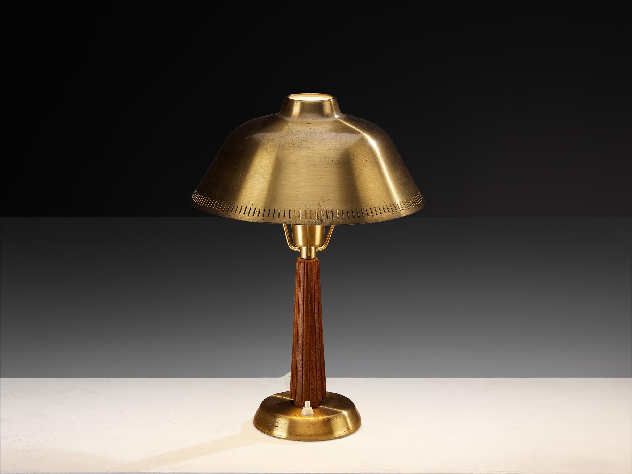 Metà XX secolo Hans Bergström for ASEA Table Lamp in Mahogany and Brass in vendita