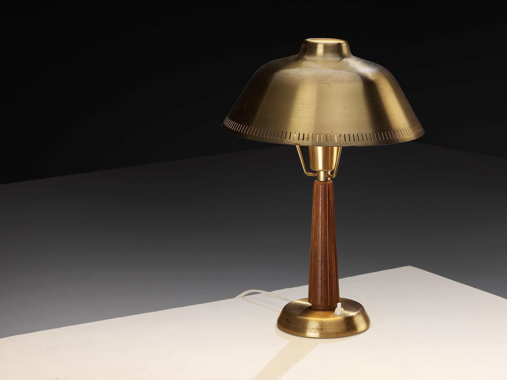 Hans Bergström for ASEA Table Lamp in Mahogany and Brass in vendita 1