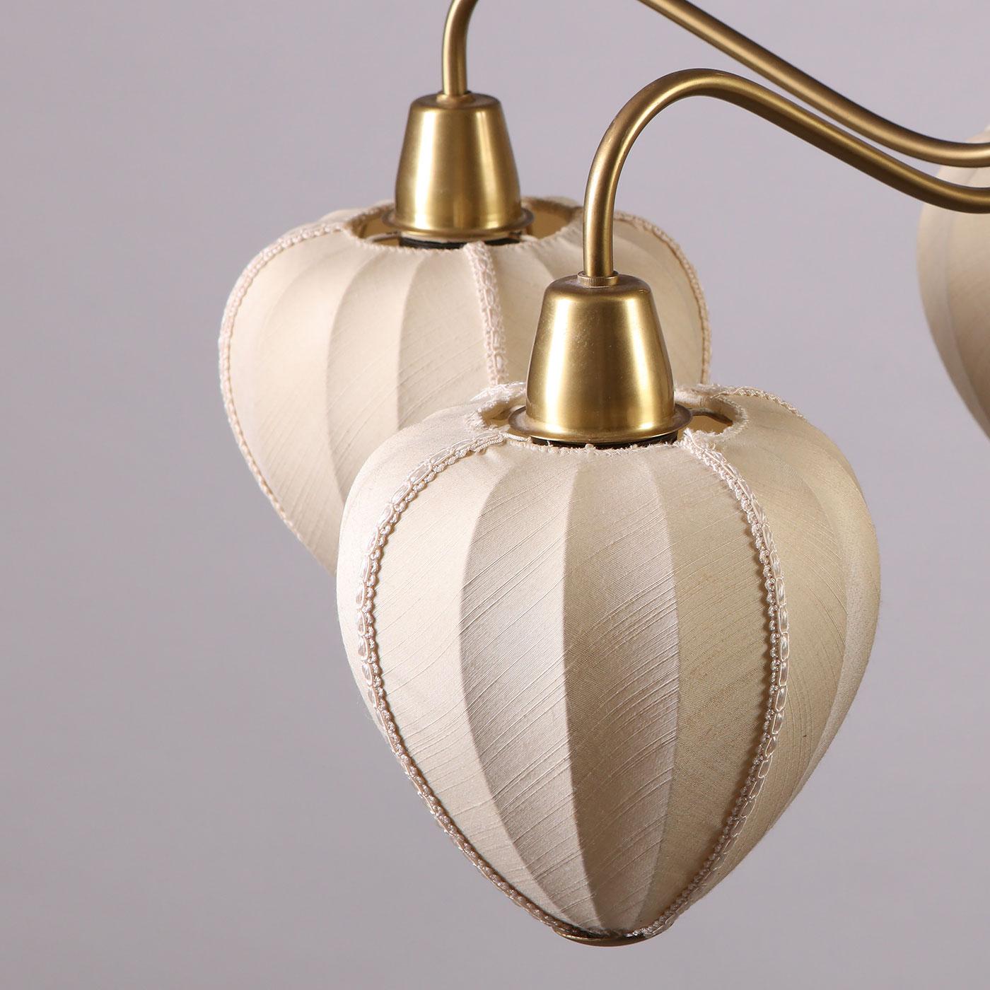 Mid-20th Century Hans Bergström for Ateljé Lyktan 5-arm Chandelier in Brass, Sweden 1940s For Sale