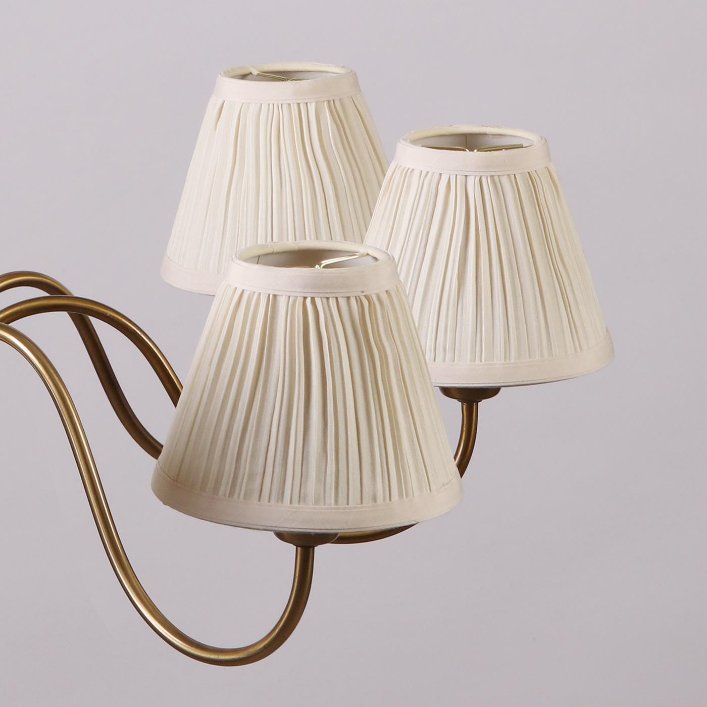 Mid-20th Century Hans Bergström for Ateljé Lyktan 8-Arm Brass and Wood Chandelier, 1940s For Sale