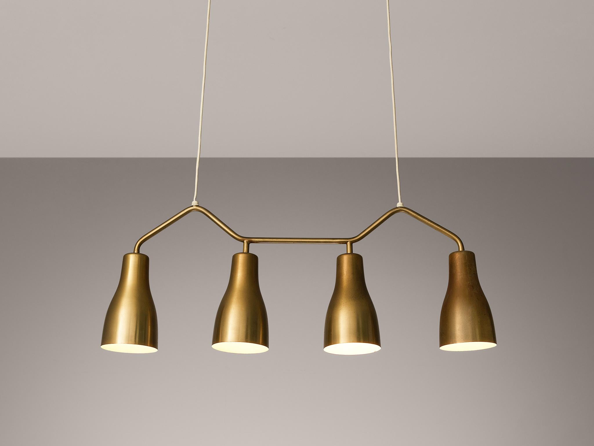 Scandinavo moderno Hans Bergström per Ateljé Lyktan Lampadario in ottone in vendita