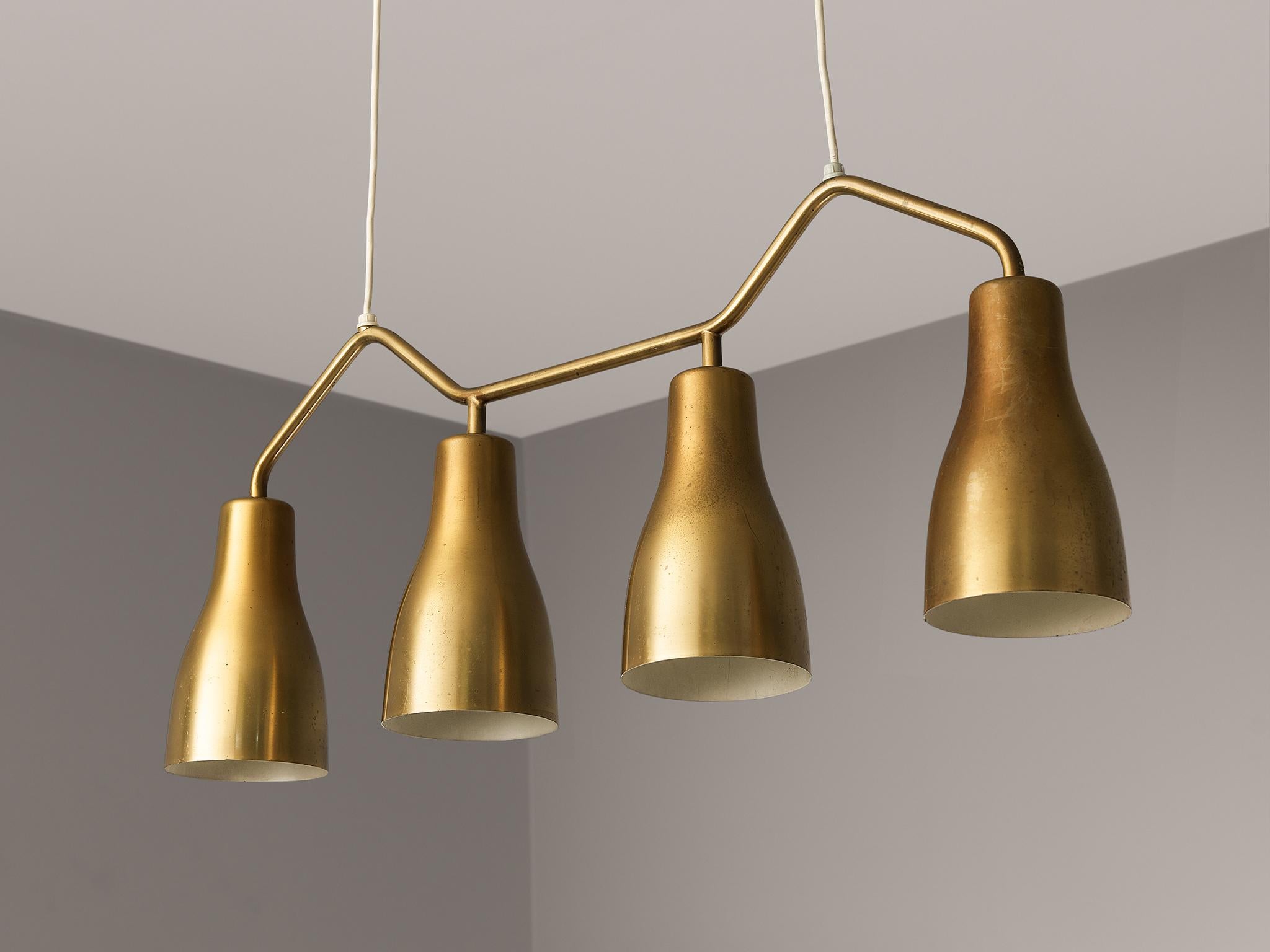 Metà XX secolo Hans Bergström per Ateljé Lyktan Lampadario in ottone in vendita