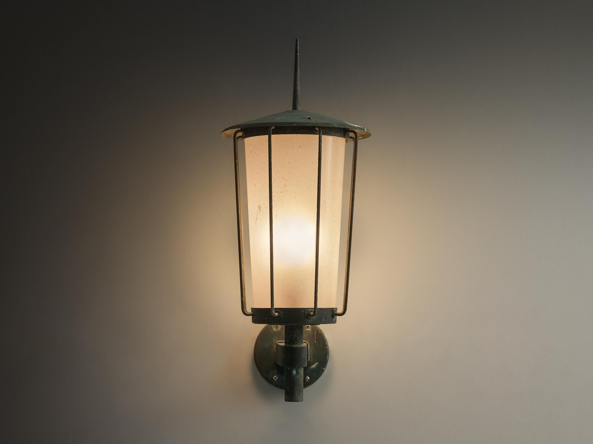 Hans Bergström para Ateljé Lyktan Aplique 'Knight' de cobre y cristal soplado en Bueno estado para la venta en Waalwijk, NL
