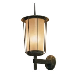 Hans Bergström for Ateljé Lyktan 'Knight' Wall Light in Copper and Blown Glass
