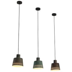 Hans Bergström for Ateljé Lyktan Pendants in Patinated Copper
