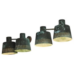 Hans Bergström for Ateljé Lyktan Rare Double Wall Lamps in Patinated Copper