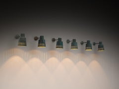 Hans Bergström for Ateljé Lyktan Set of Six Wall Lights in Patinated Copper