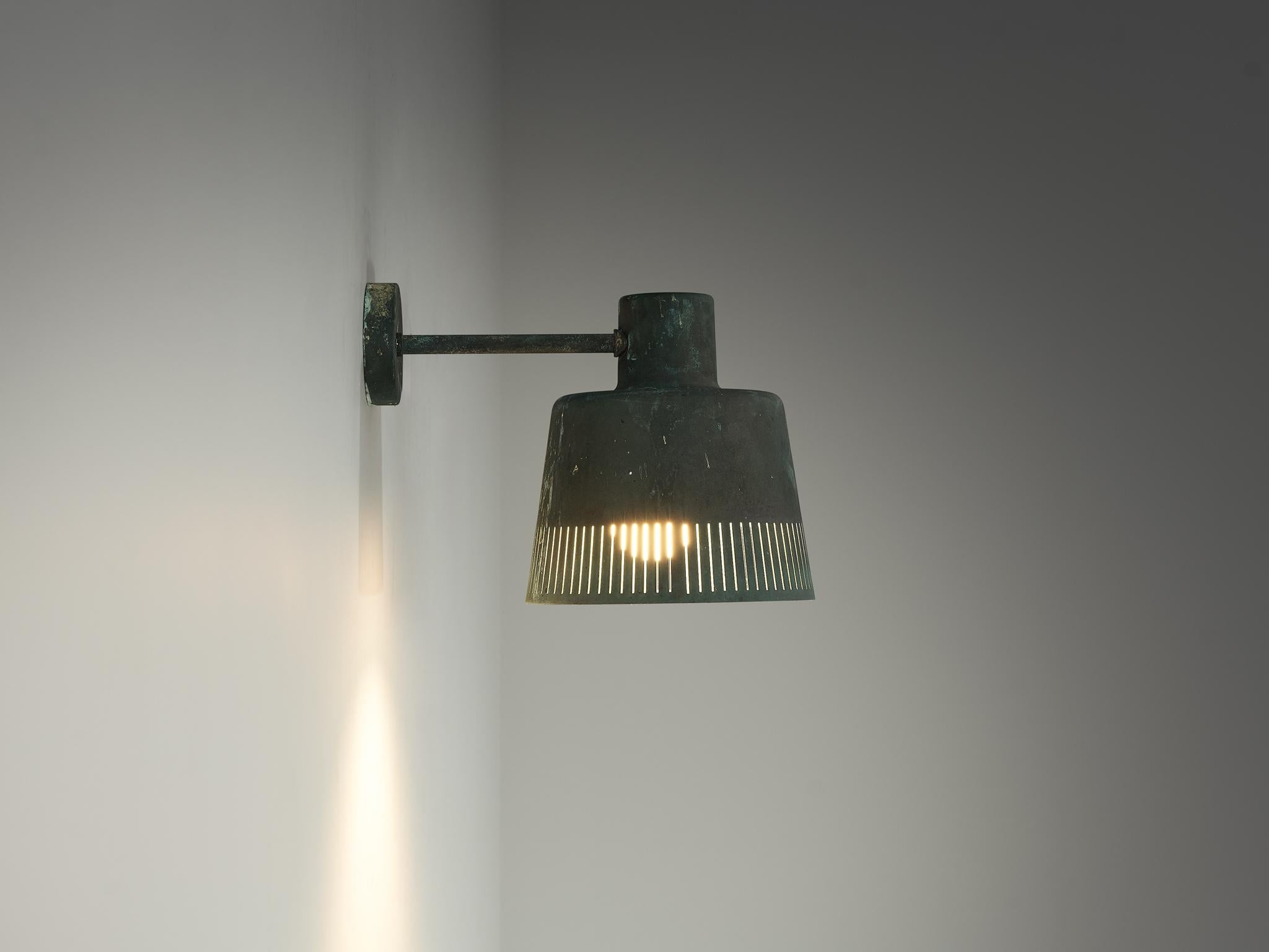 Scandinavian Modern Hans Bergström for Ateljé Lyktan Wall Light in Patinated Copper  For Sale