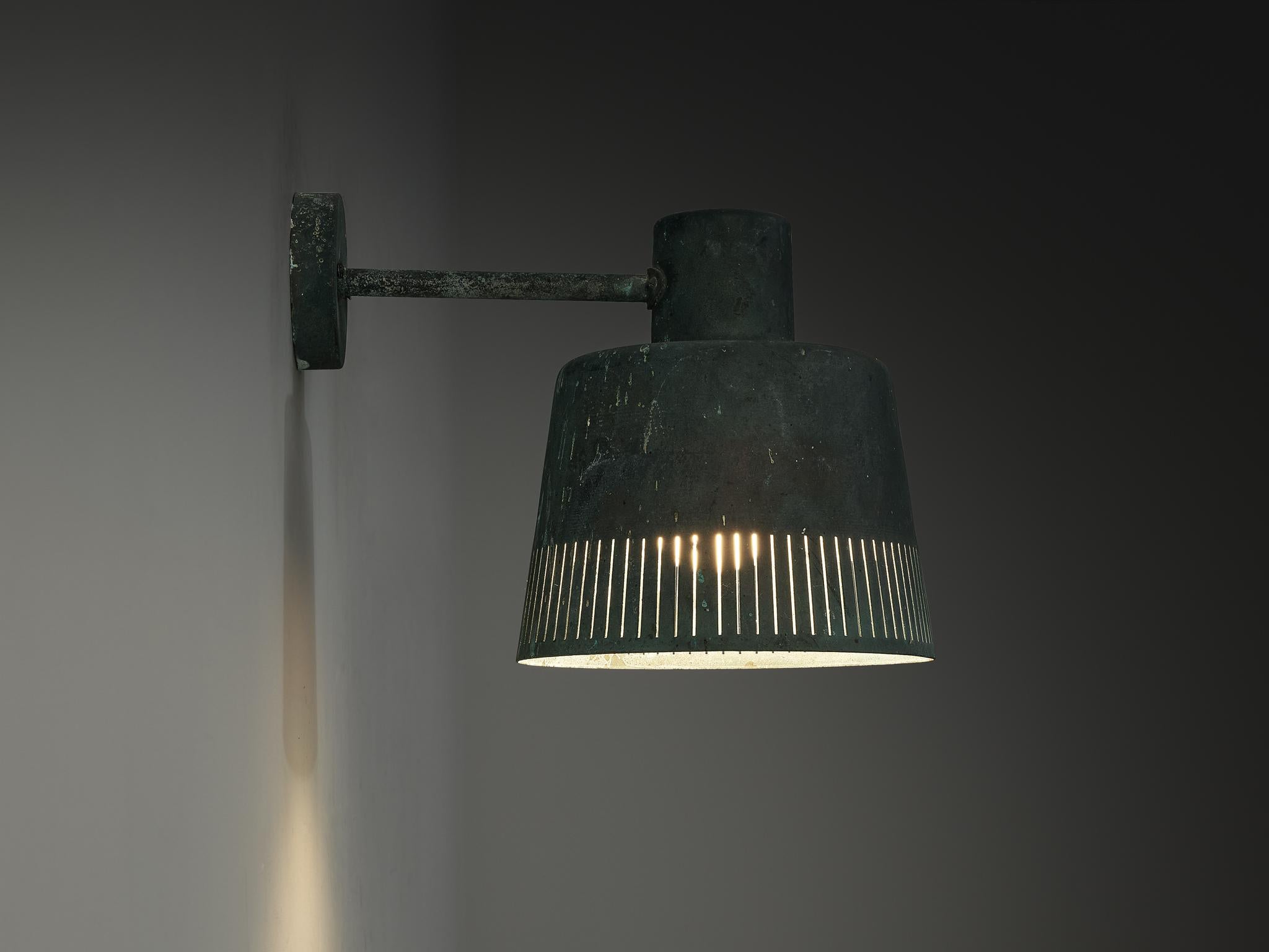 Scandinavian Modern Hans Bergström for Ateljé Lyktan Wall Light in Patinated Copper For Sale