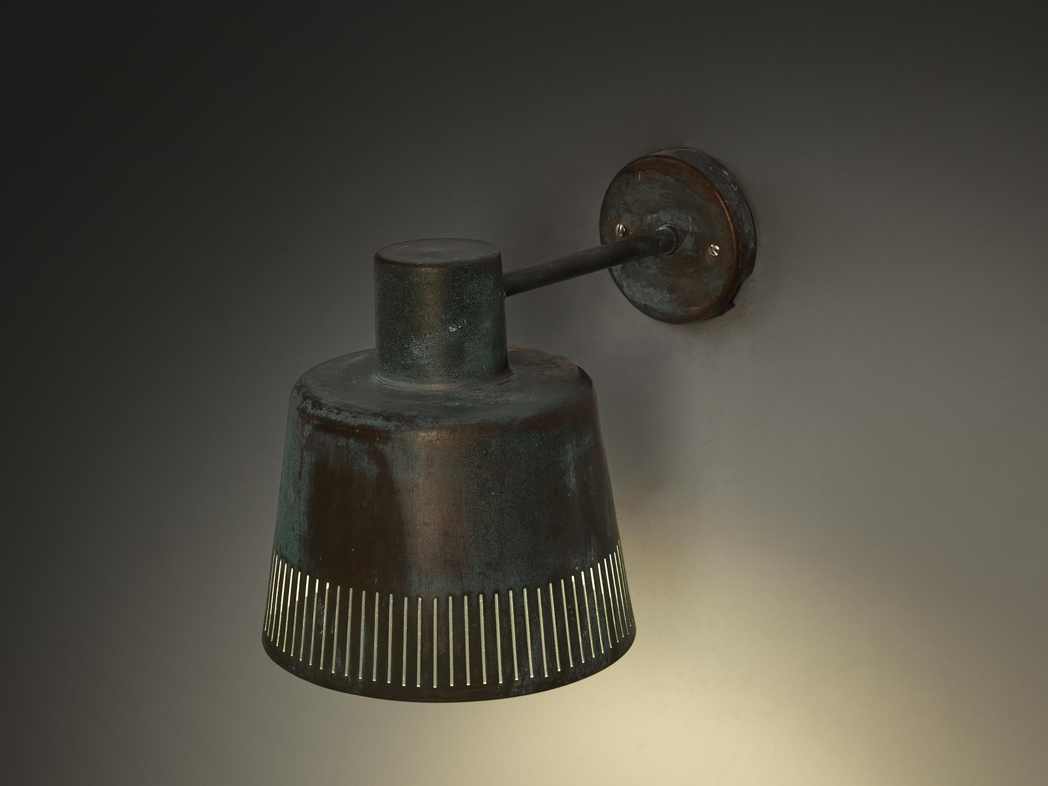 Mid-20th Century Hans Bergström for Ateljé Lyktan Wall Light in Patinated Copper For Sale