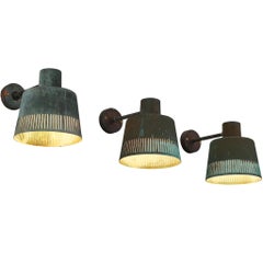 Hans Bergström for Ateljé Lyktan Wall Lights in Patinated Copper