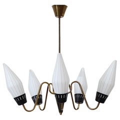 Lustre à cinq branches en laiton du milieu du siècle de Hans Brass pour ASEA, Suède