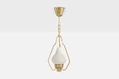 Hans Bergström, Pendant Light, Brass, Glass, Sweden, 1950s