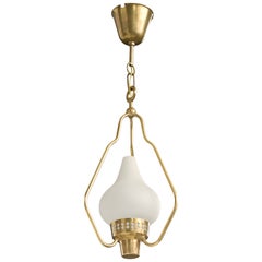 Hans Bergström, Pendant Light, Brass, Glass, Sweden, 1950s