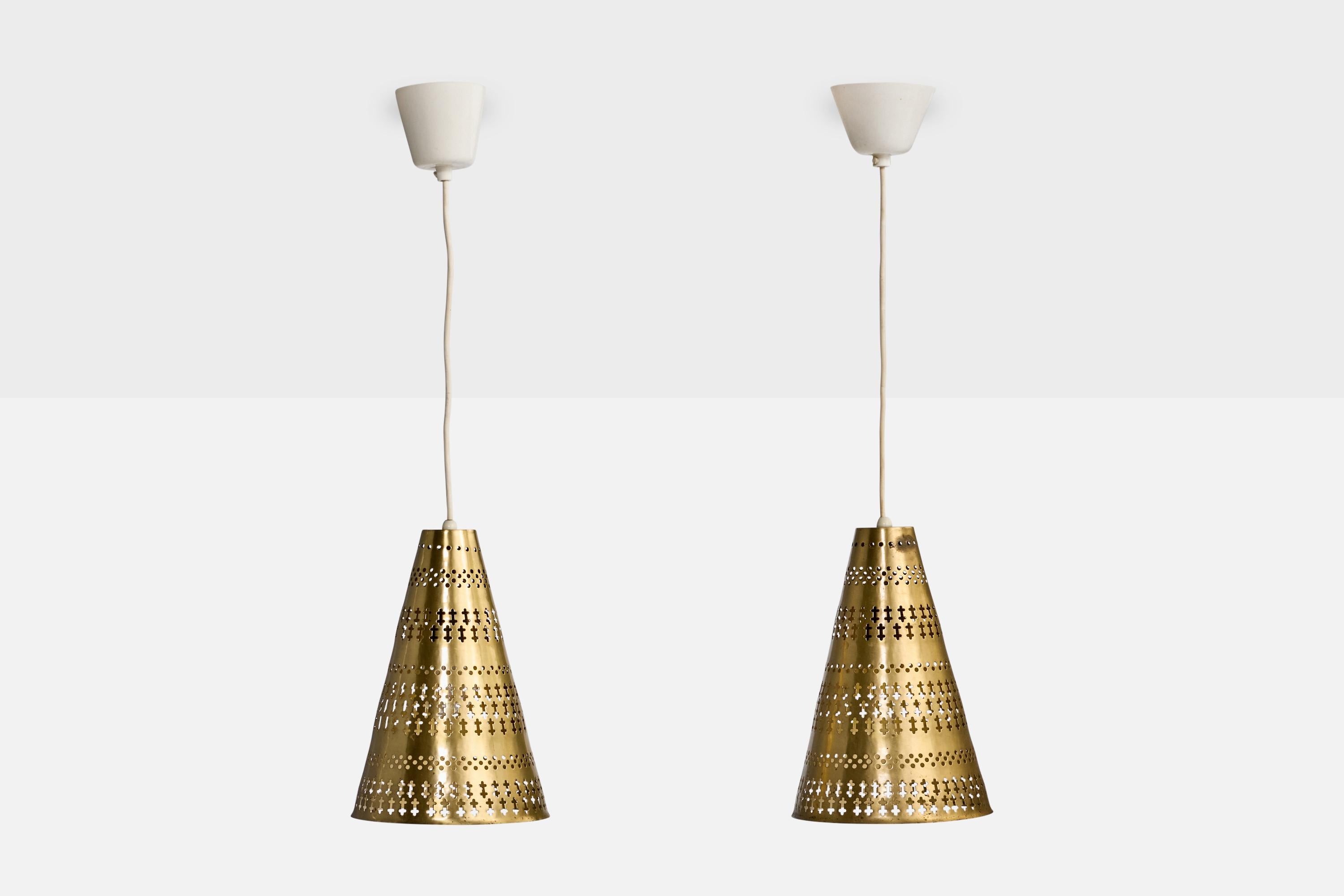 Mid-Century moderno Hans Bergström, Lampade a sospensione, Ottone, Svezia, anni '50 in vendita