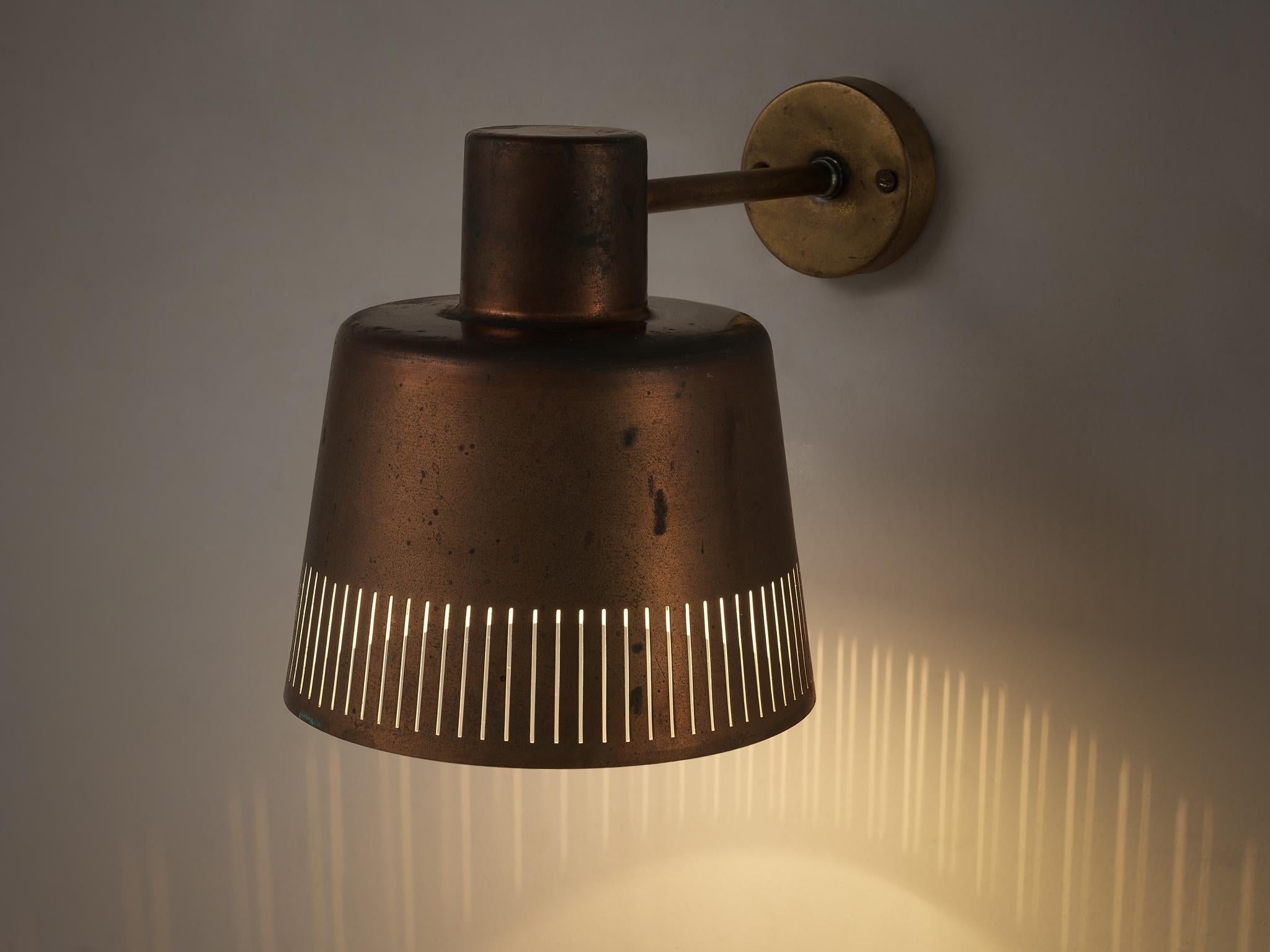 Scandinavian Modern Hans Bergström Rare Wall Lamp in Copper