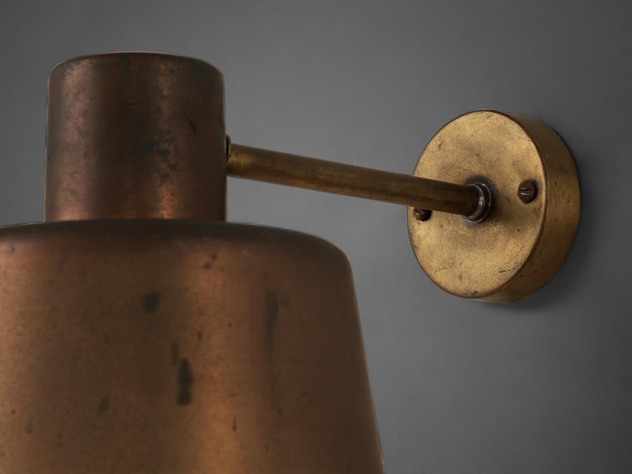 Swedish Hans Bergström Rare Wall Lamp in Copper