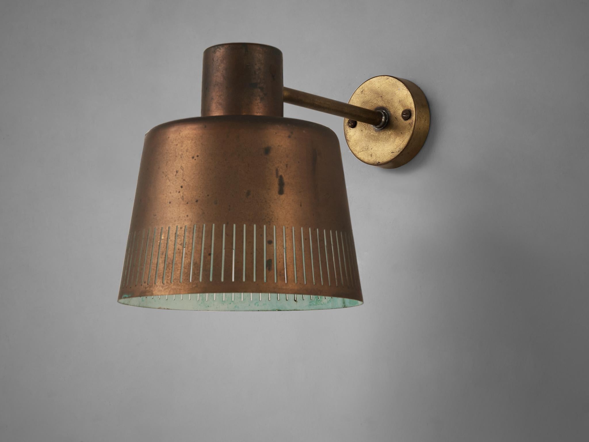 Mid-20th Century Hans Bergström Rare Wall Lamp in Copper