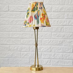Hans Bergström, table lamp 726, brass & textile, Ateljé Lyktan, Sweden, 1940s