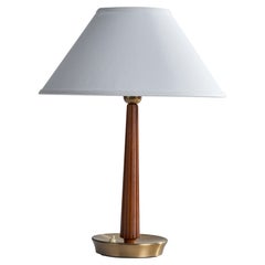 Hans Bergström, Tischlampe, Messing, Ulme, Schweden, 1940er Jahre